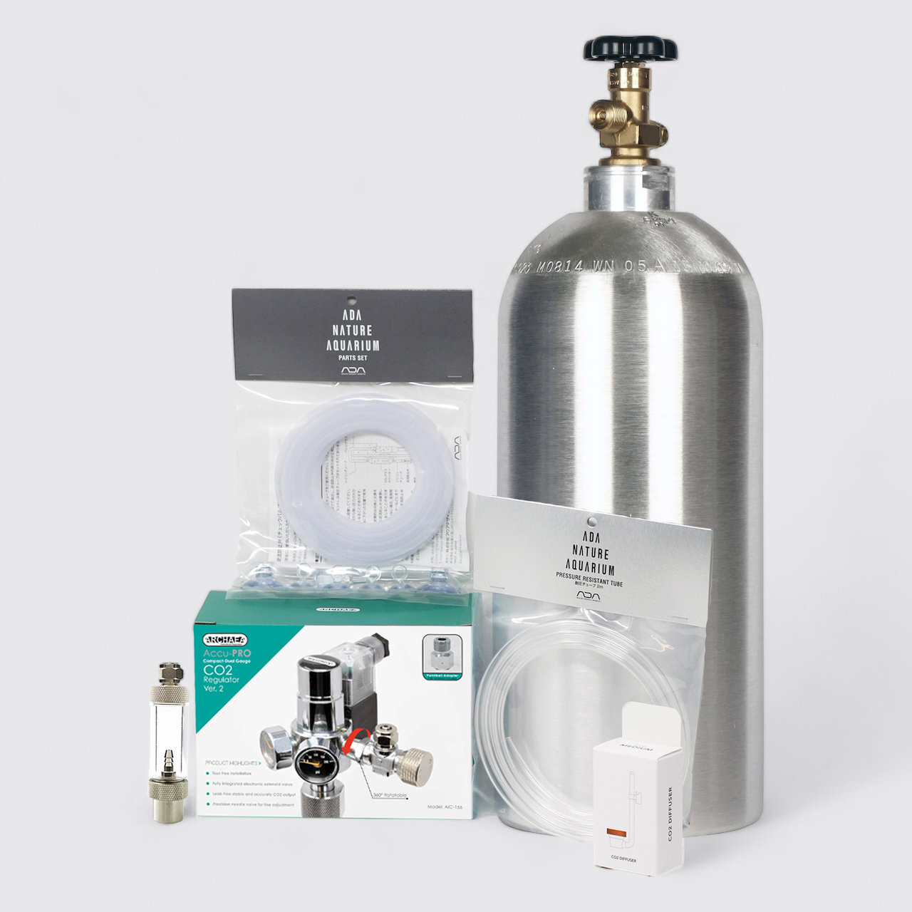 CO2 system kit with ARCHAEA AccuPRO II Compact CO2 dual gauge