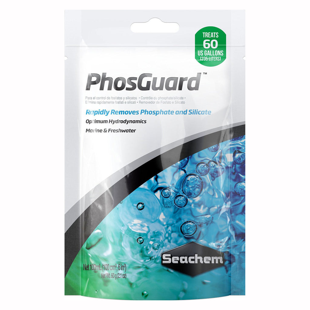 Seachem PhosGuard Phosphate & Silicate Control (100 mL) - In Media Bag - Treats 60 Gallons