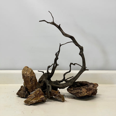Forest Black Wood & Fong Stone combo set for 60-P(20 Gal)_001 (WYSIWYG) Free shipping!